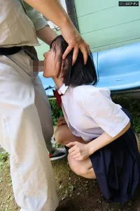 もなみ鈴JK制服,イラマチオ,コスプレ,着衣プレイ,野外プレイ,野外露出