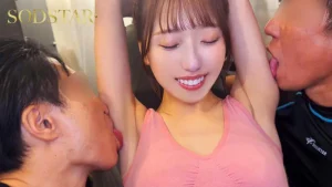 天神羽衣3P,コスプレ,ジム,ジムウェア,ワキ接写,ワキ舐め（♀←♂）,顔面接写